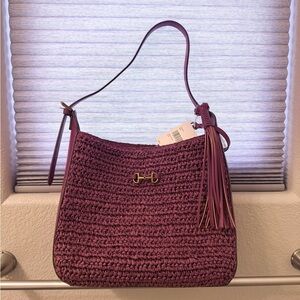 Anne Klein Woven Shoulder Bag with inner Cosmetic bag NWT